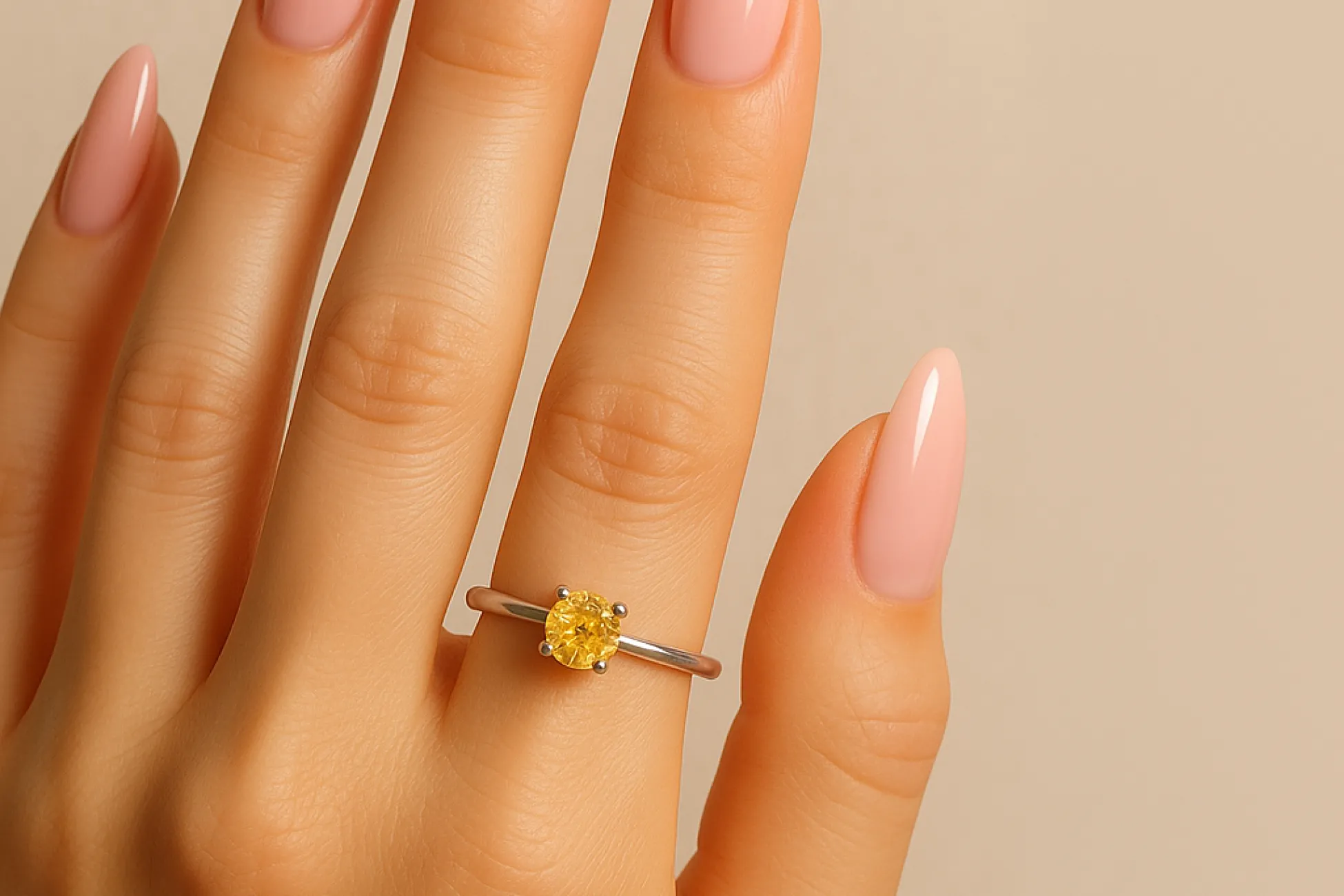 Сребърен Пръстен с Жълт Сапфир