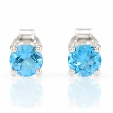 Сребърни обици с естествен Син Топаз "Swiss Blue"